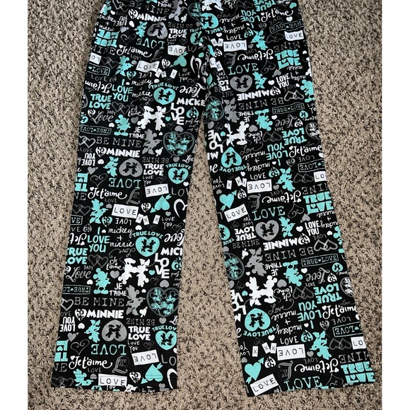 NWT Disney Women's Black Mickey & Minnie True Love Pajama‎ Pants Size Medium - Picture 8 of 8